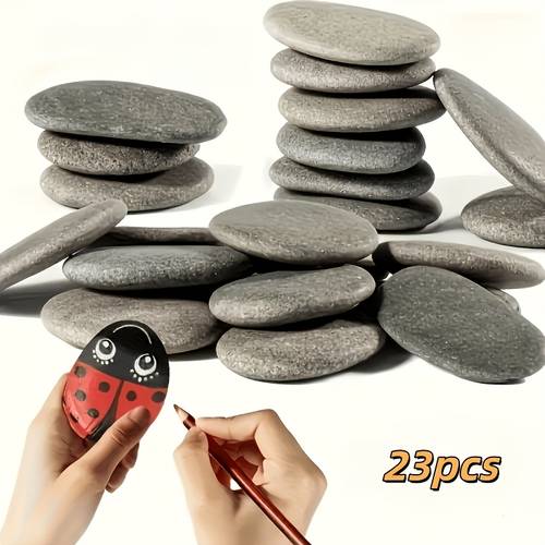juego de 23 piezas de piedras de río naturales - piedras -negras, tamaños de 0.39 a 1.18 pulgadas, ideales para decoración artística, manualidades, acuarios y pintura, una opción para decoración