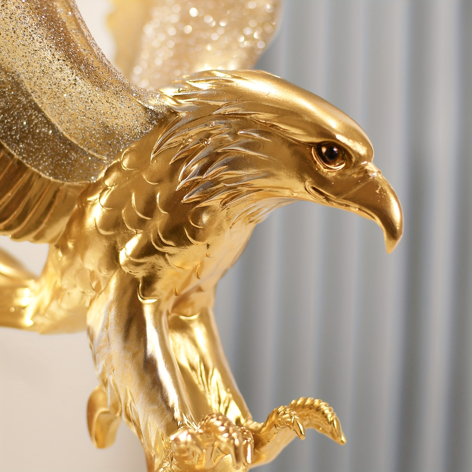 Golden Eagle Statue - Modern Resin Decorative Art Piece for Living Room, Office, or Bookshelf - Elegant Animal-Themed Home Decor Gift, Office Decor | Elegant Home Accessory | Textured Surface, Statues for Home Decor