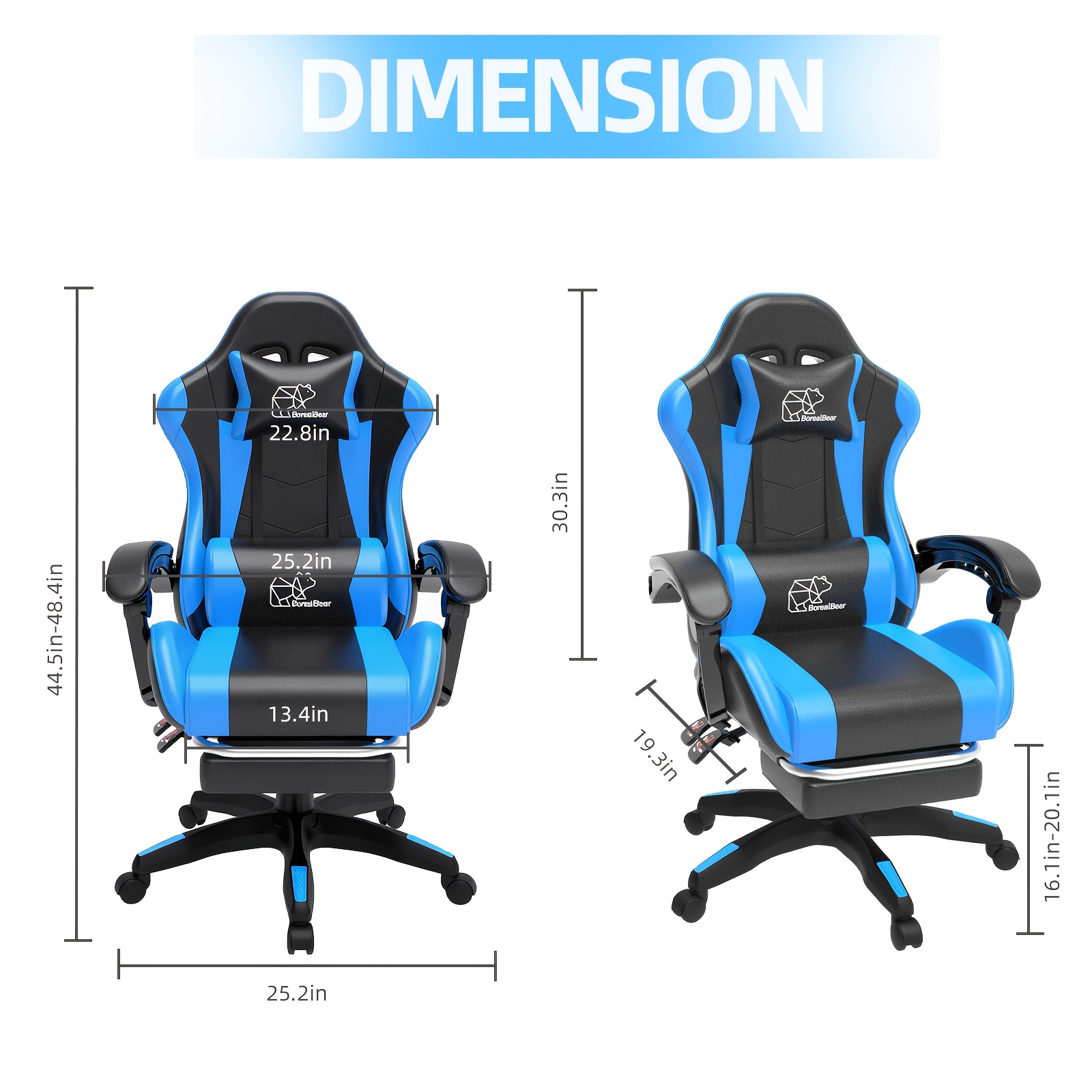 1pc Heavy-Duty Manual Recline E-Sports Chair Suitable for Adults & - Adjustable Footrest/Lumbar Support Gaming Desk Chair with Fixed Armrests, High-Padding Ergonomic Seat for Home Office Computer Chair, Modern for Home and Office Use - Image 6