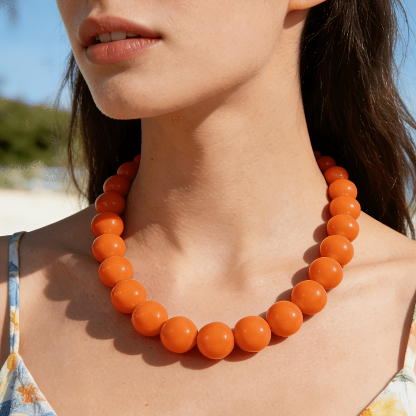 TEMU Collana con perline in acrilico da 1,8 cm, 1 pezzo, catena versatile con perline per clavicola, adatta per l'uso da donna, feste e come regalo