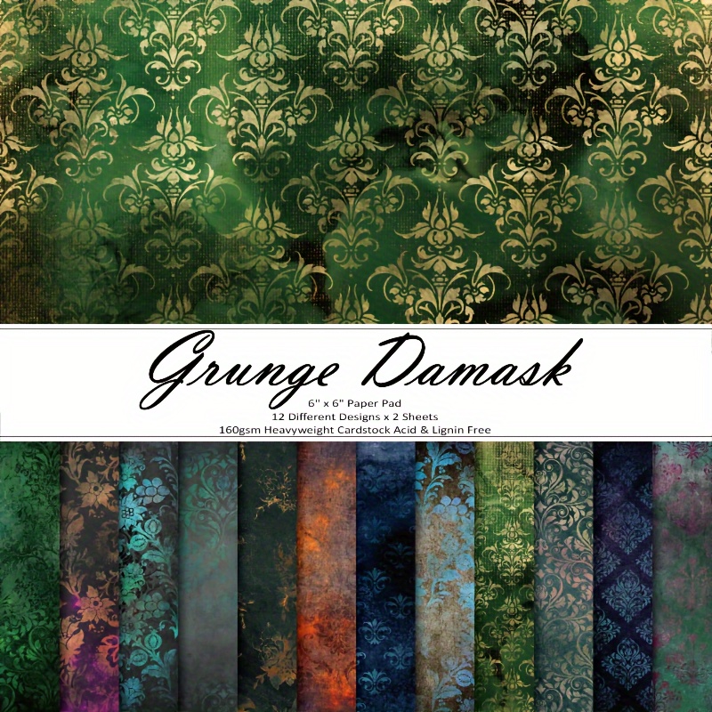 Image of 24pcs Vintage Shabby Chic Damask Scrapbooking Paper Pads, 6x6 Inch - For Diy Crafts, Journaling, Gift Wrapping & Album Decor