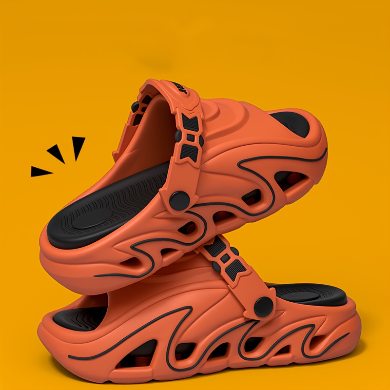 item picture mens trendy eva mules clogs lace up non slip thick sole sandals casual outdoor beach indoor slippers in black gray red yellow light gray color options