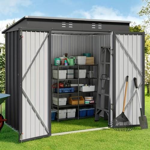 item picture storage shed for outside with drouble lockable doors 6ftx 4ft metal garden shed for bike storage and organization patio