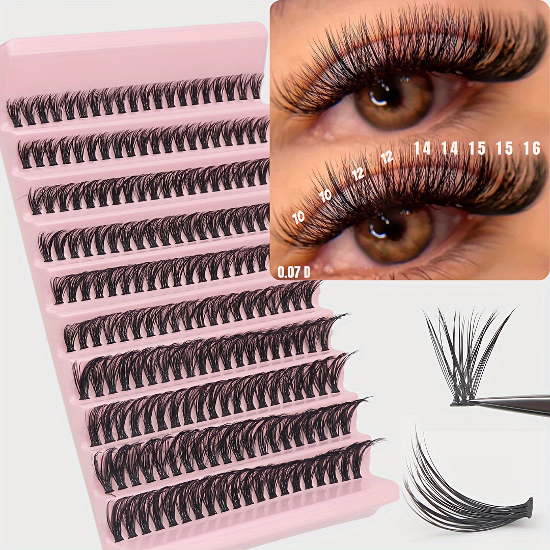 

200-piece Mixed Cluster Eyelashes Set - 40 & 80d, 0.07mm Thick, C/d Curling, 10-16mm Lengths, Natural To Dramatic Styles, Handmade Faux Mink Lashes For Beginners, Reusable