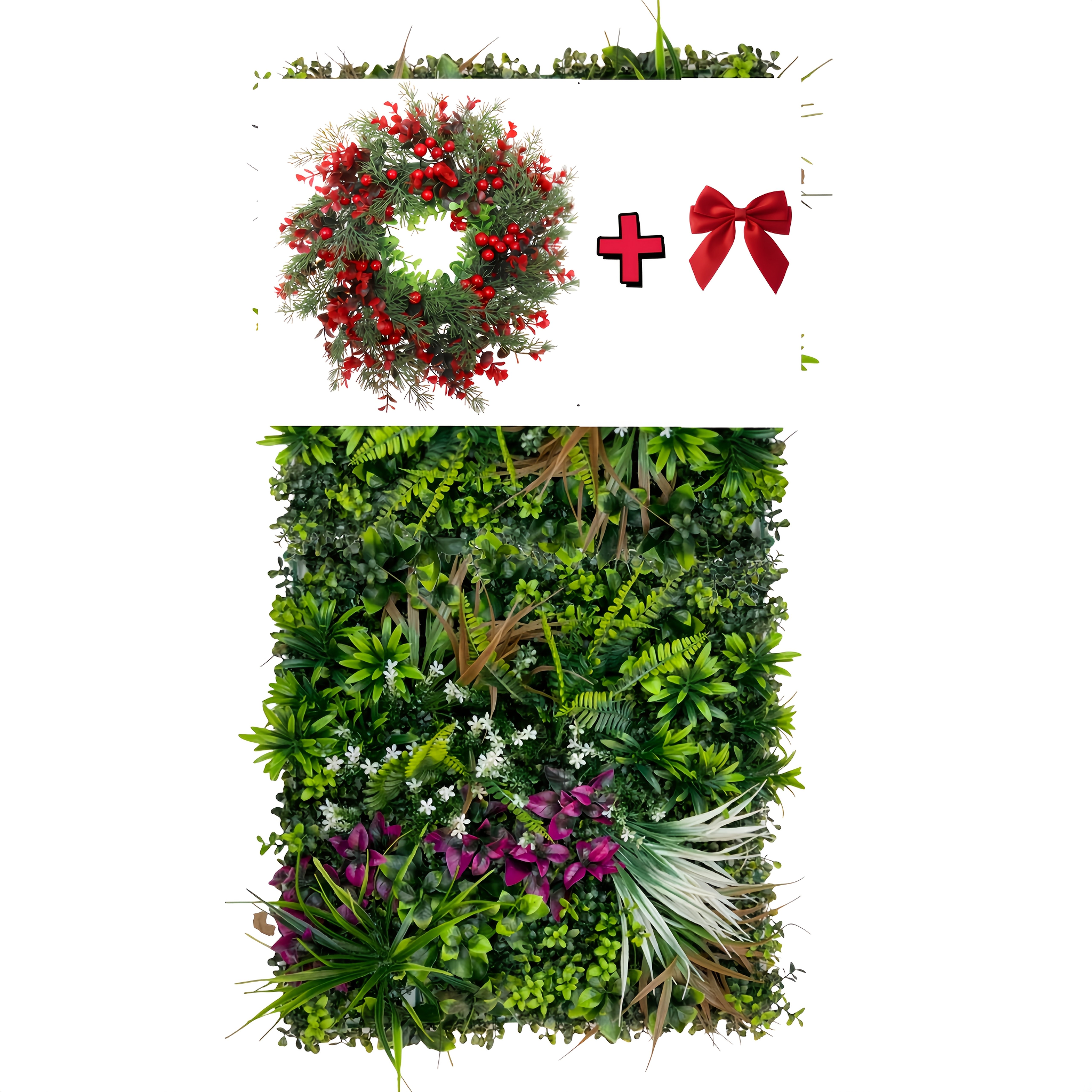 TEMU 1 Set Großer Weihnachtsdekor Kranz mit Schleife, 35,05 cm x 35,05 cm, Verziert mit roten , einschließlich und - Allwetter-Kunststoffmaterial,