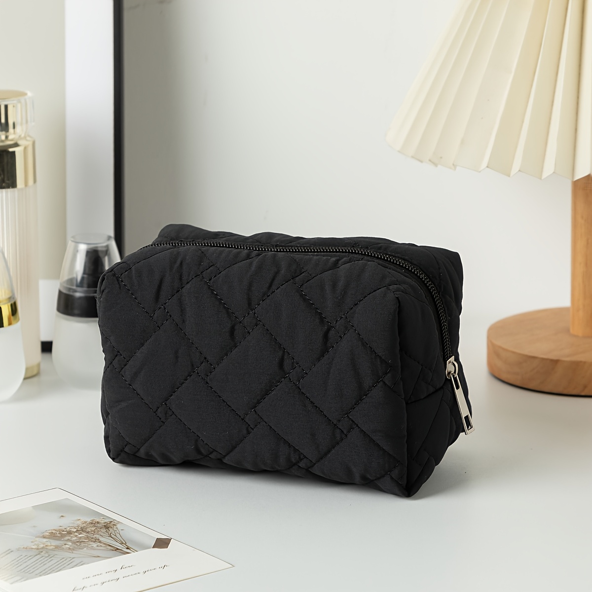 E-shop Kosmetiktasche in Unifarben für Damen, eine Make-up-Tasche mit großem Fassungsvermögen, Wohnheim-Aufbewahrungstasche und