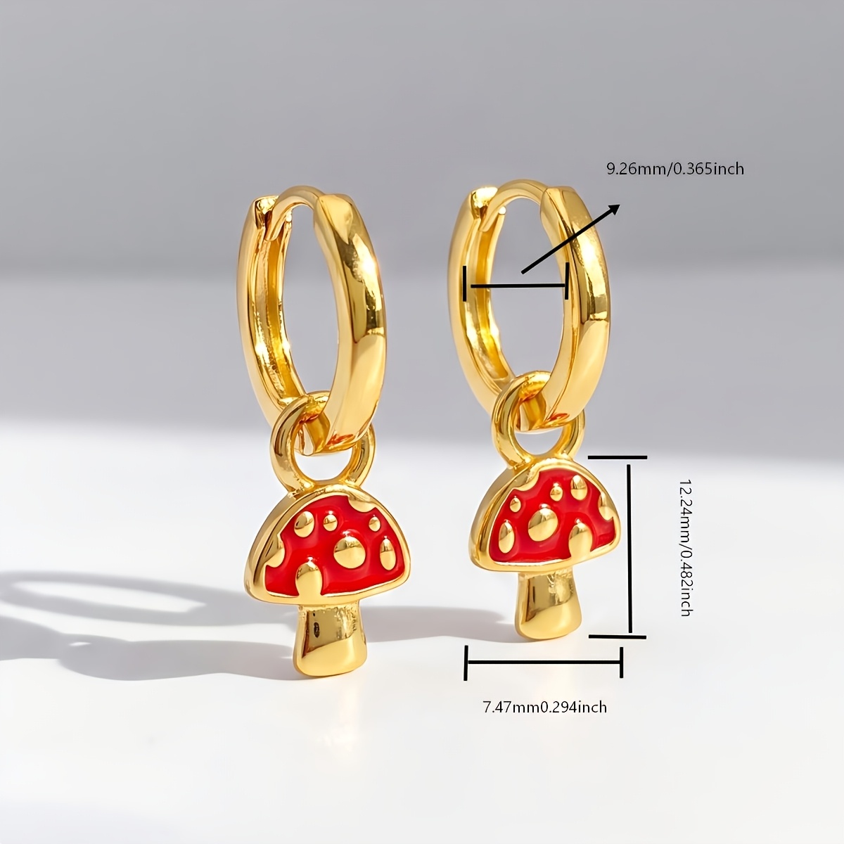 Women's Sparkling Mushroom Earrings with Plating, Elegant Gift
