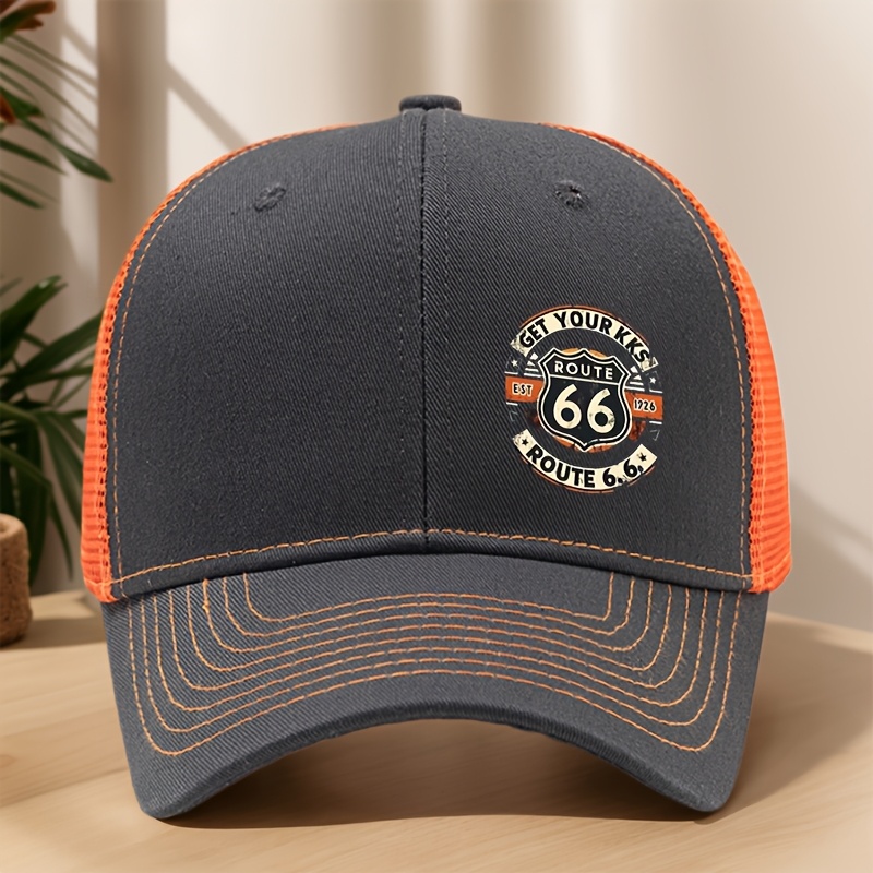TEMU Casquette de baseball imprimée avec lettres et chiffres 66 pour et l'été, dessus rigide, , respirante, anti-transpiration, chapeau à bec de