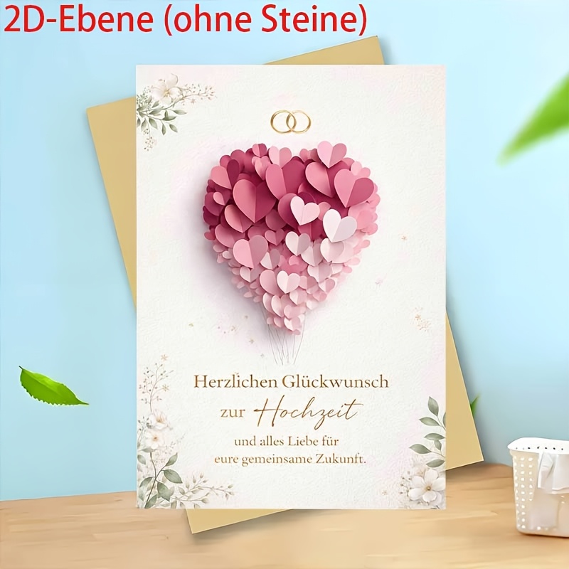 Image of A Single Wedding Congratulations Card Featuring A Heart With Elegant Floral Rings, Perfect For Gifting During Engagements, Bridal Showers, Anniversaries, Or Romantic Celebrations