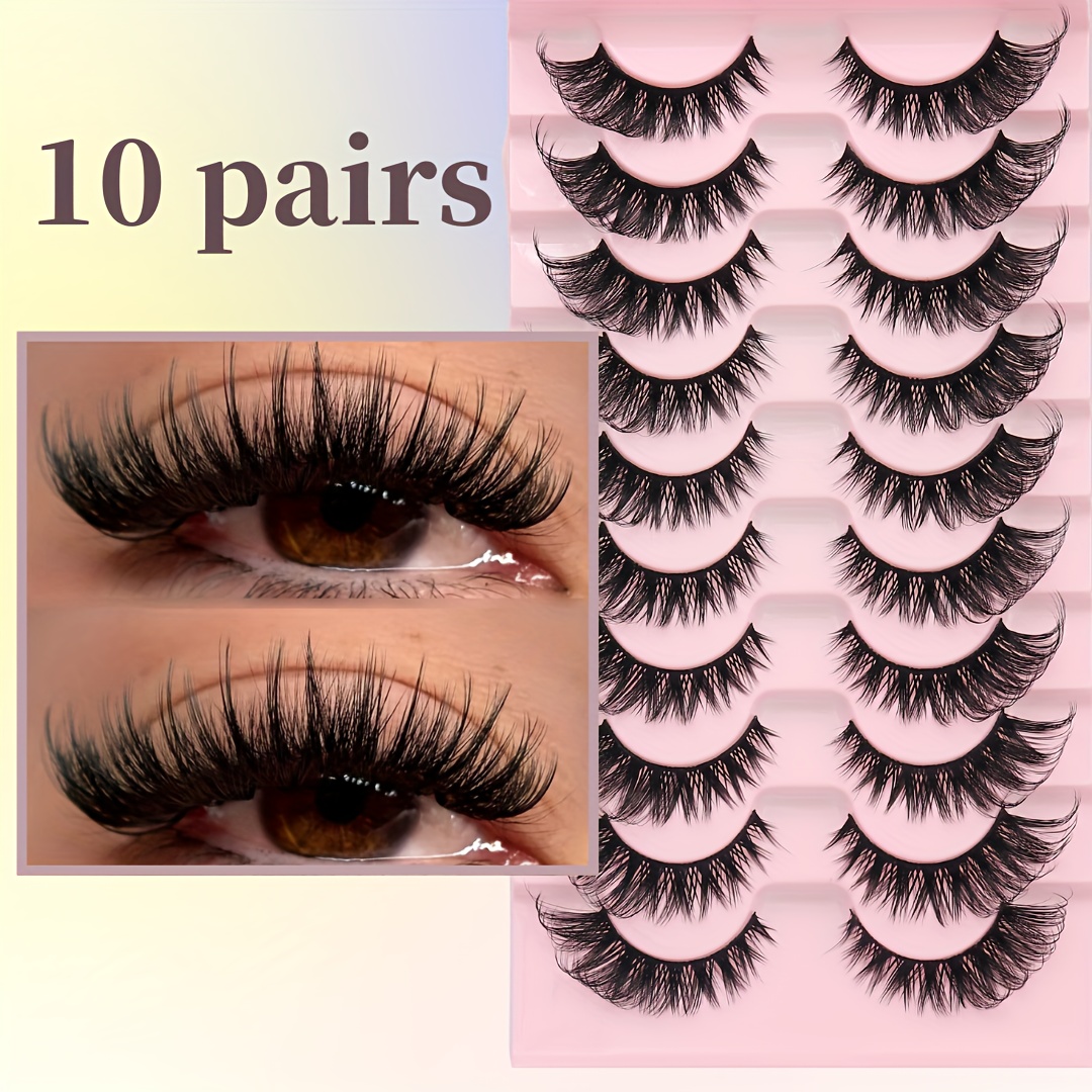 

10 Pairs Of 7d Dd Strip Lashes, Fluffy And False Eyelashes, Mink Lashes For Halloween And Christmas Makeup , Perfect Gift For Girlfriend's Birthday.