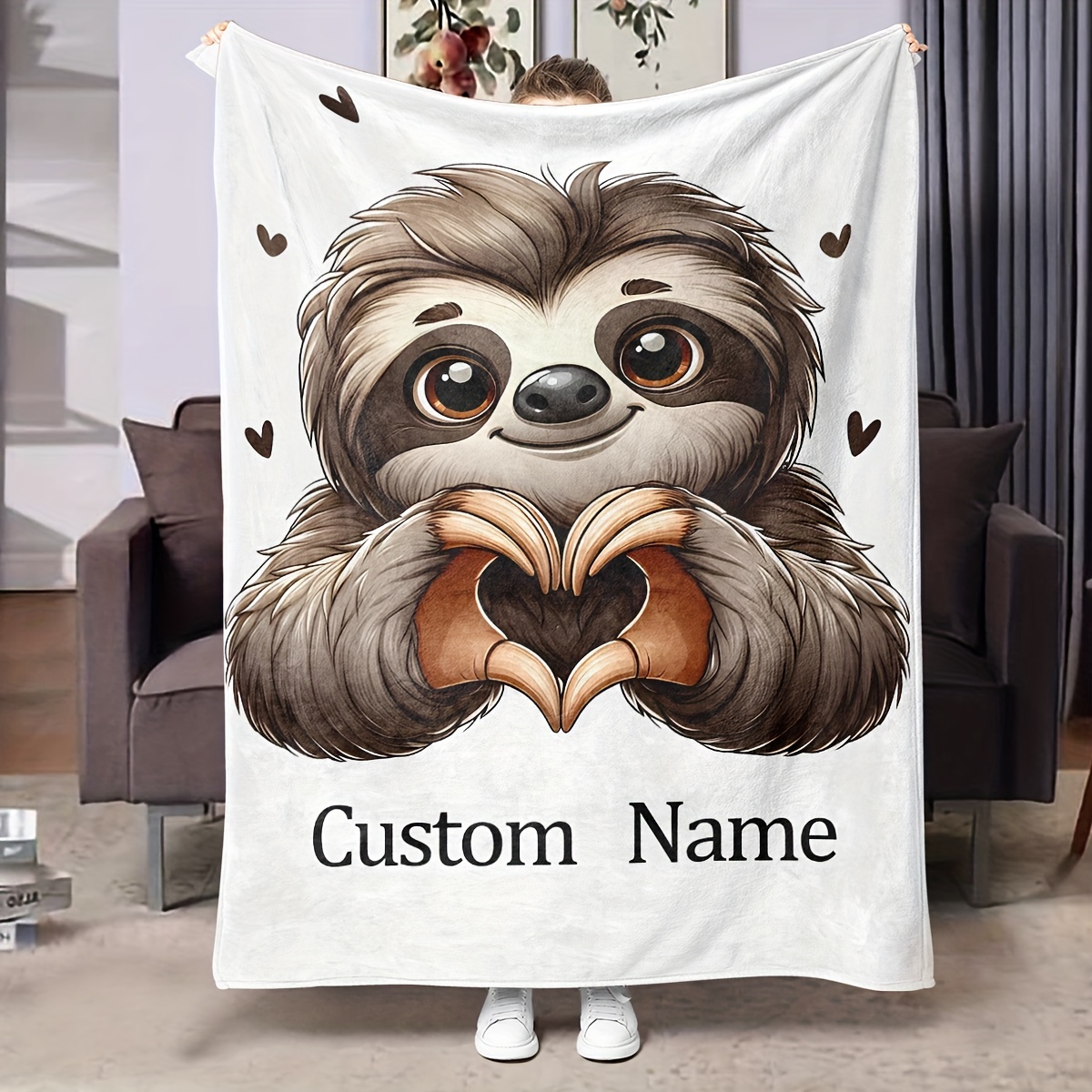 

Custom Name Sloth - Flannel, Cozy & Warm For Couch, Bed, And Room Decor - Gift