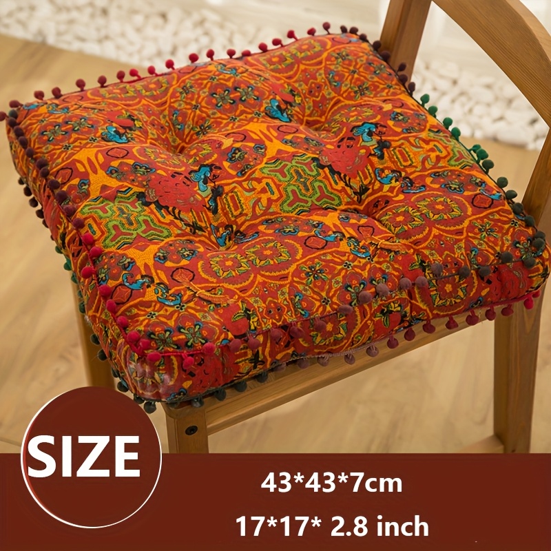 1pc Bohemian Style Fabric Floor Cushion - Vibrant Paisley Pattern, Soft Polyester, Machine Washable, Decorative Seat Pad For Living Room