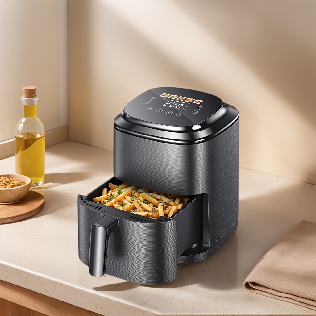 TEMU Compact Air Fryer Suitable For 1-3 People With 5 Smart Menus, Operation & Low-fat | -one Stainless Fryer For Frying, Grilling, Baking |