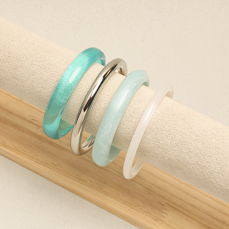TEMU 4pcs Women's 4pcs Stackable Round Bracelet Set - Layered Suitable For Daily Wear & Vacation, Minimalist Elegant Marine-themed, Versatile For