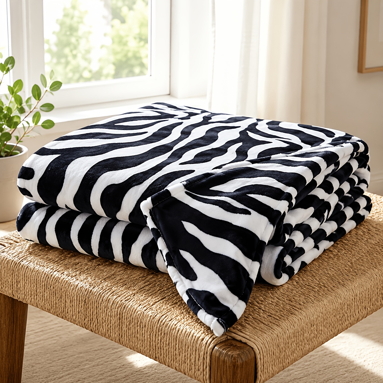 Image of Zebra Print Pattern Blanket 1pc Spring Summer Autumn Winter Room Decor Living Room Sofa Gift Valentine's Day Mother's To School