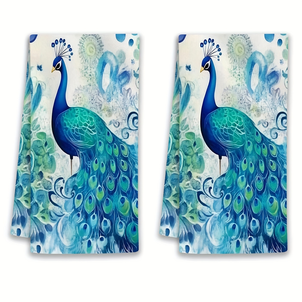 

2-pack Modern Kitchen Towels, Super Soft Polyester Knit Fabric, Hand Wash Only, Cartoon Theme Oblong Towels For Bathroom & Home Decor