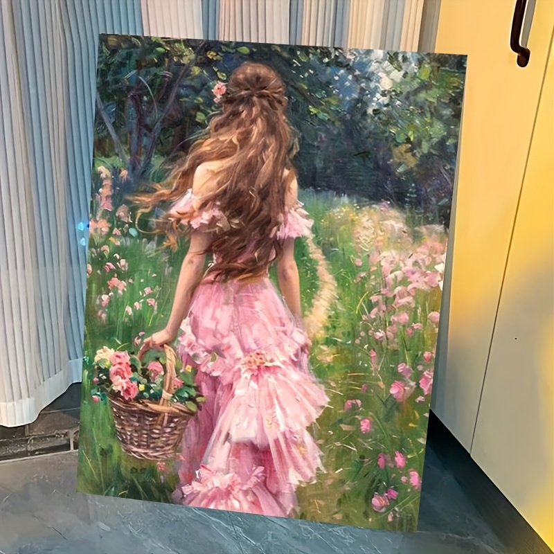 ABEUTY Malen Nach Zahlen Set – Rote Kleidung Mädchen, 40x50 Cm Leinwand, Acrylfarben, Pinsel Inklusive