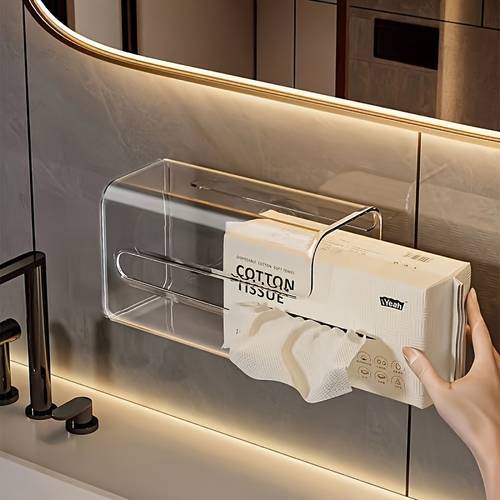 self wall mounted tissue box a plastic tissue holder rectangular transparent dispenser suitable for tissues napkins and wet wipes ideal for kitchen office bedroom or bedside 22 11 43 7 11cm