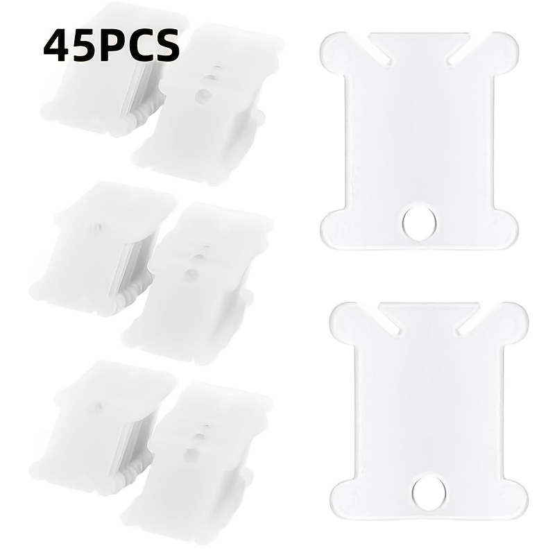 TEMU 45pcs Clear Plastic Embroidery Bobbins With Floss Cards - Thread Organizer Suitable For Cross Stitch, Needlepoint, Sewing, -free Winding Bobbins