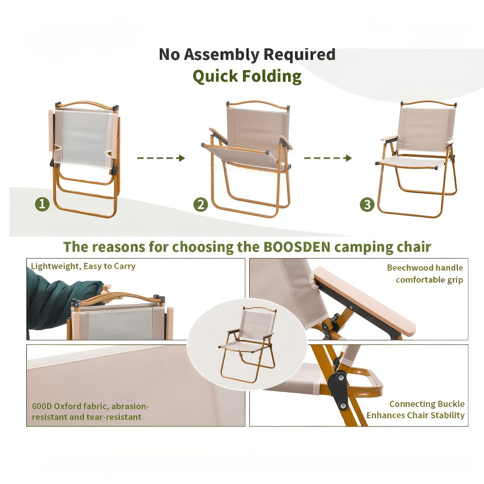Kermit Chair - Thickened Steel Pipe, Anti-Slip Mat at The Bottom for Stability, 600D Oxford Cloth for Sturdiness And Wear Resistance, Foldable for Easy Carrying, Very Suitable for Camping, Tailgate Parties, Bonfires, Terraces