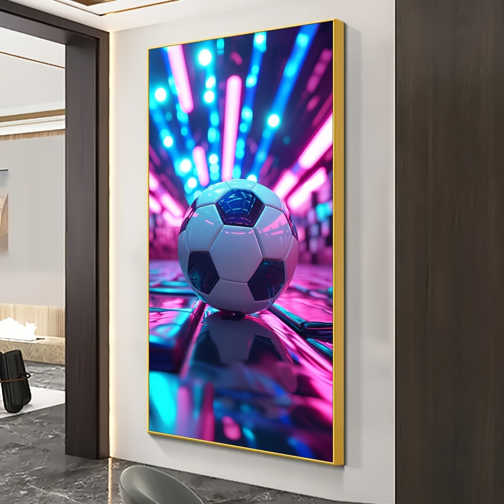 

Soccer Ball Abstract Led-lit Canvas Art Print, Sports Wall Decor For Living Room And Bedroom, Universal Theme, No Electricity Needed, Single Piece