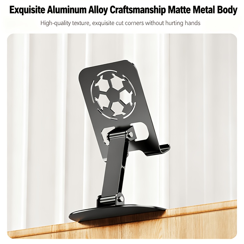 TEMU 1pc Support de Téléphone Football, en Aluminium Pur, avec un Design de Ballon de Foot Énergique, Rotatif à 360°, Compact et Pliable pour un