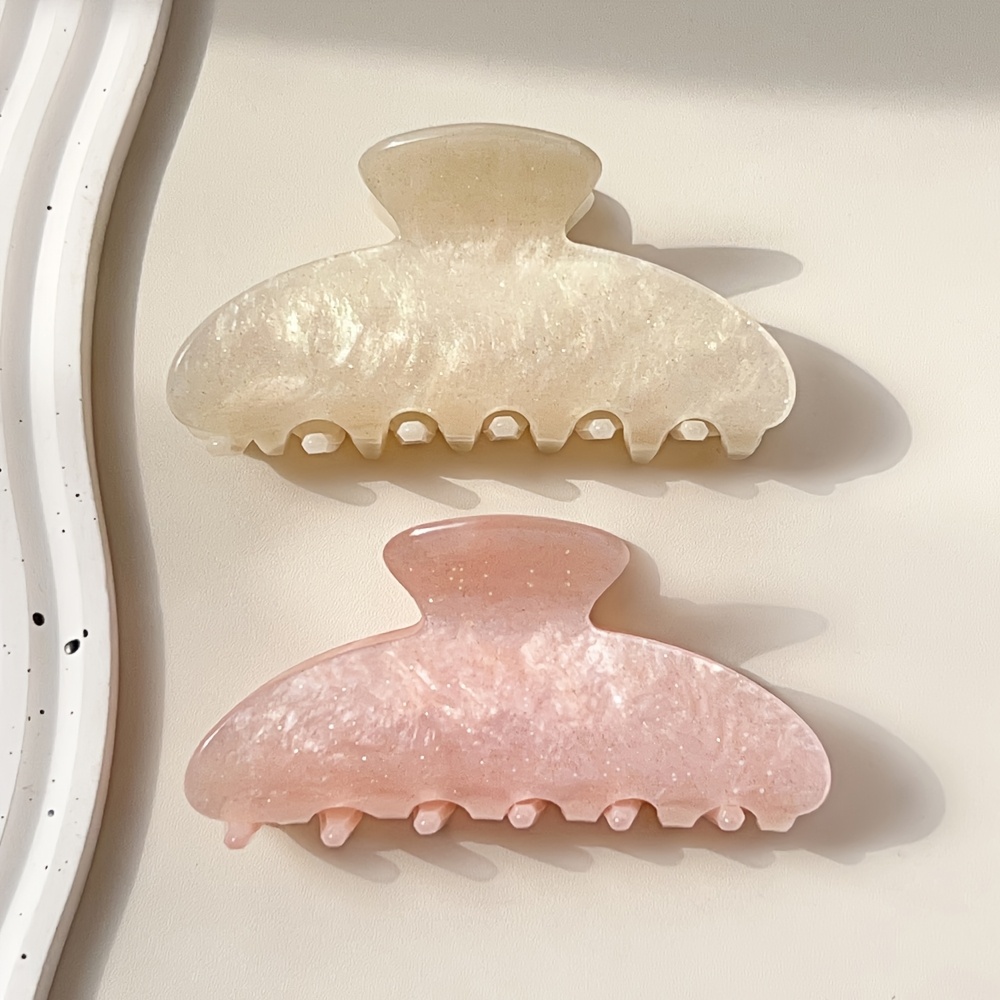 2pcs Acrylic Hair Claw Clips - Large Oval Sweet & - Glossy Finish With Raised Dot Texture - Perfect Mother’s Day Gift For Women - Stylish Hair Accessories By Bofeiya