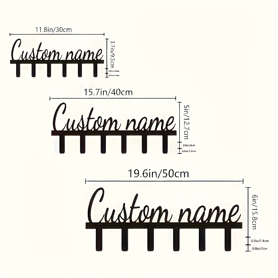 TEMU 1 Custom Name Wall Hook - 6-hook Metal Key Holder, Personalized Entryway Organizer For , Durable Wall-mounted Coat Rack With Design, No Power
