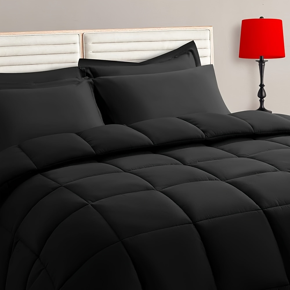 TEMU Queen Size 2/3pcs Reversible Comforter Bedding Set, Red And Black Comforter Set Queen/king Size, Bed Comforter Bed Set For All , 1 Comforter And