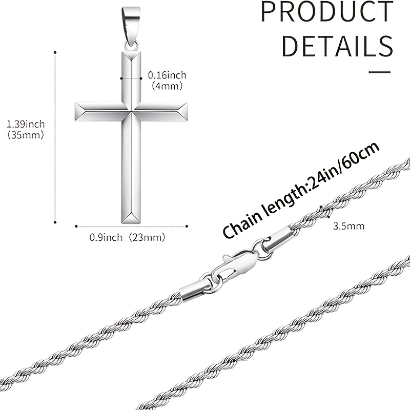 Image of Sterling Silver Jewelry For Women, Women's Jewelry, Twisted Rope Cross Pendant, Unisex, A Gift For Ladies, Holiday Gift, Easter Gift, Father's Day And Mother's Day Gift, With A Gift Box.