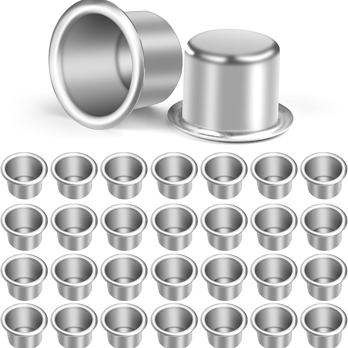 TEMU 30pcs Candle Holder Set, Aluminum Cup Base Candle Inserts, Metal Mini Candle Holders, Birthday Candle Holders, Christmas Candle Base, Suitable