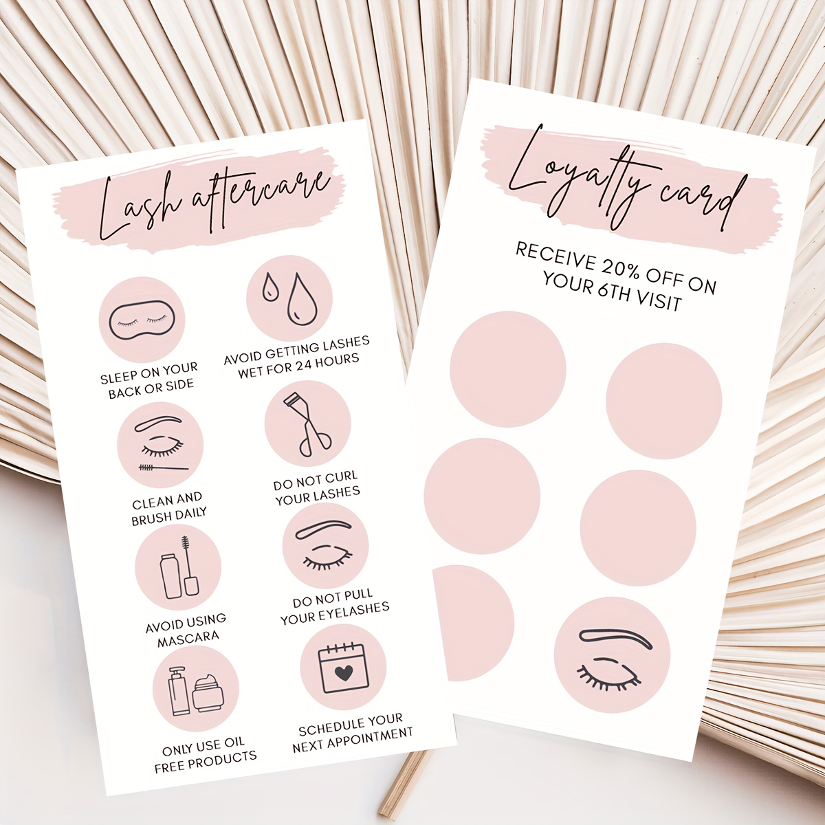 

50pcs Pink Lash Aftercare Card, Lotalty Card, Lash Extension Card, Eyelash Care Card, Small Business Care Card 2" X 3.5