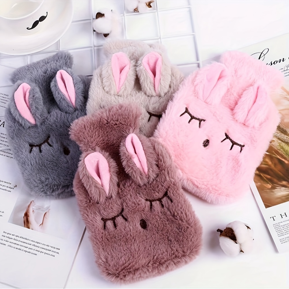 

1pc Plush Squinting Rabbit Fur Hand Warmer, Removable And Washable, Water-filled Hot Water Bag