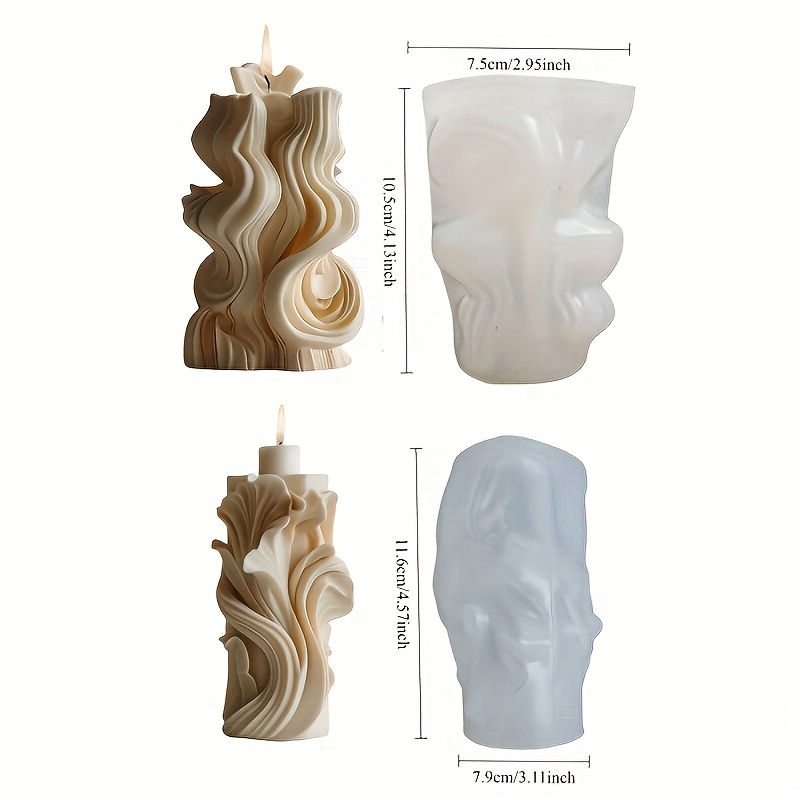 TEMU A Set Of 2pcs Wave Aromatherapy Candle Silicone Molds, Diy Diffuser Stone Decorative Ornaments Silicone Molds, Plaster Resin Statues And Home