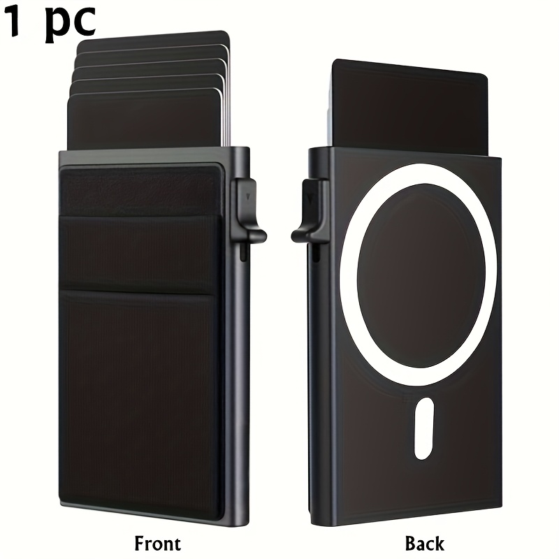 TEMU Obcreator Minimalist Card Wallet For Men, Card Holder Side Push Pop Up With Money Front Pocket Or Id Card Slot, Rfid Blocking Aluminum Alloy