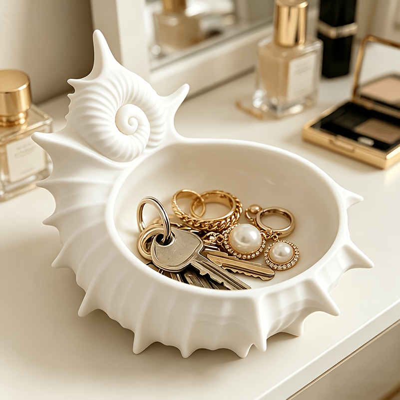 Seashell Storage Tray Artistic Bio-Mimetic 3D Texture, 3D Printed Design, Decorative Art Style, Entrance/Dressing Table Key/Jewelry Rack, Home Room Decor, Thoughtful Gift for Mother/Friend on Thanksgiving - Wedding Gift, Jewelry Trays