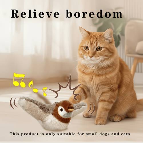 1pc pet bird cat teaser toy a pet boredom relieving interactive gadget automatically shakes and sounds made of soft and bite resistant polyester fiber suitable for indoor exercise and activities for large medium and small cats