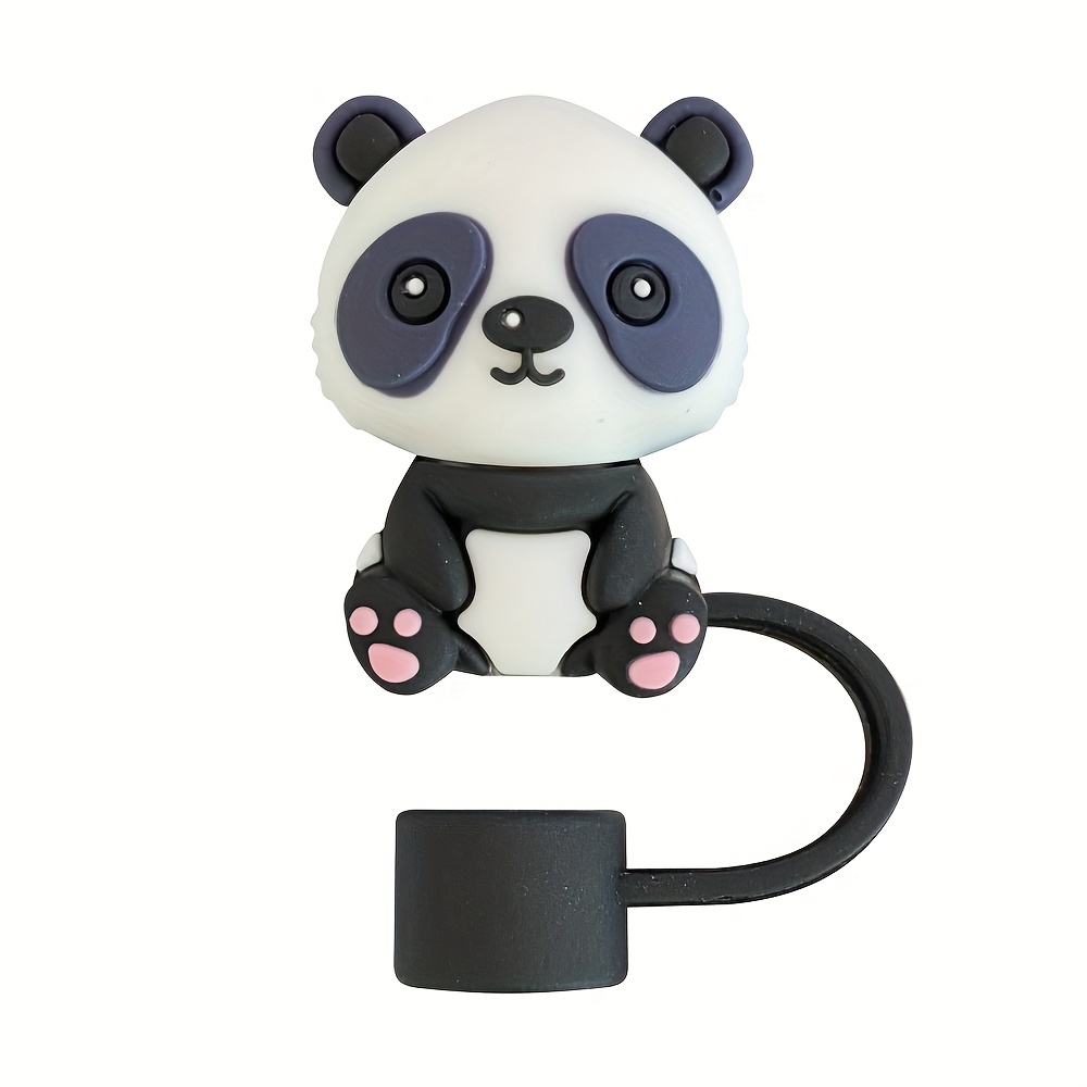 1pc/5pcs Creative Cute Little Animals, Cats, Foxes, Rabbits, Pandas, 3d Stereoscopic Straw Cap, Sad Hamster Straw , Suitable For 10mm Straw Cover, Sports Cup Additions