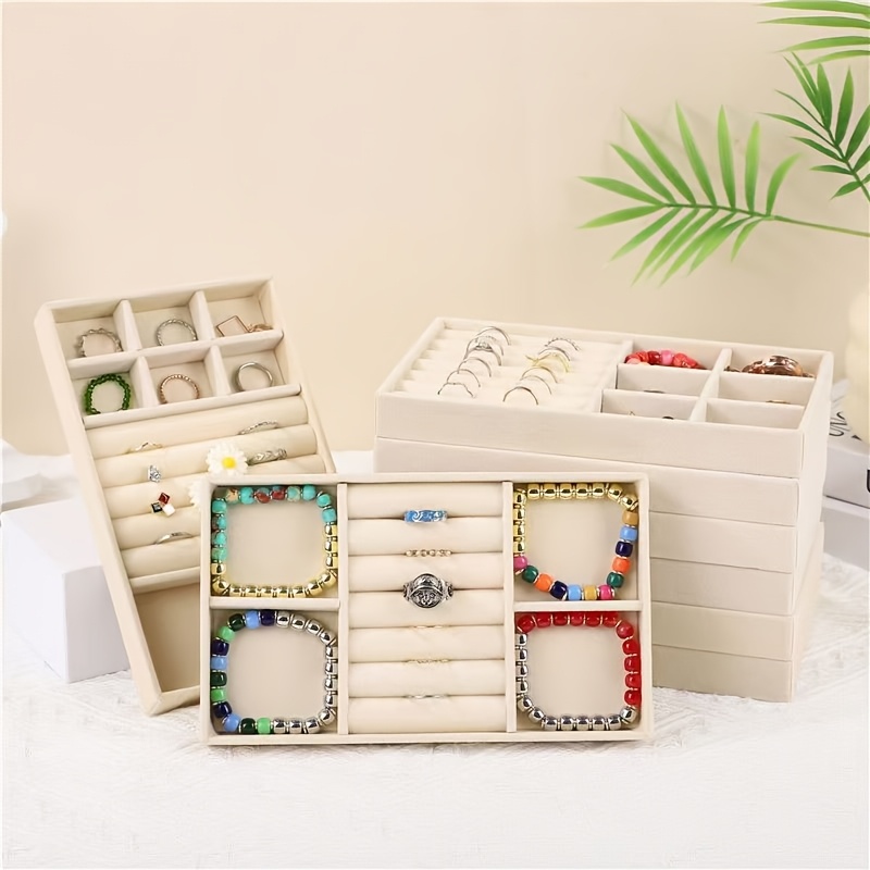 Exquisite Yellow Multi-Layer Velvet Jewelry Organizer