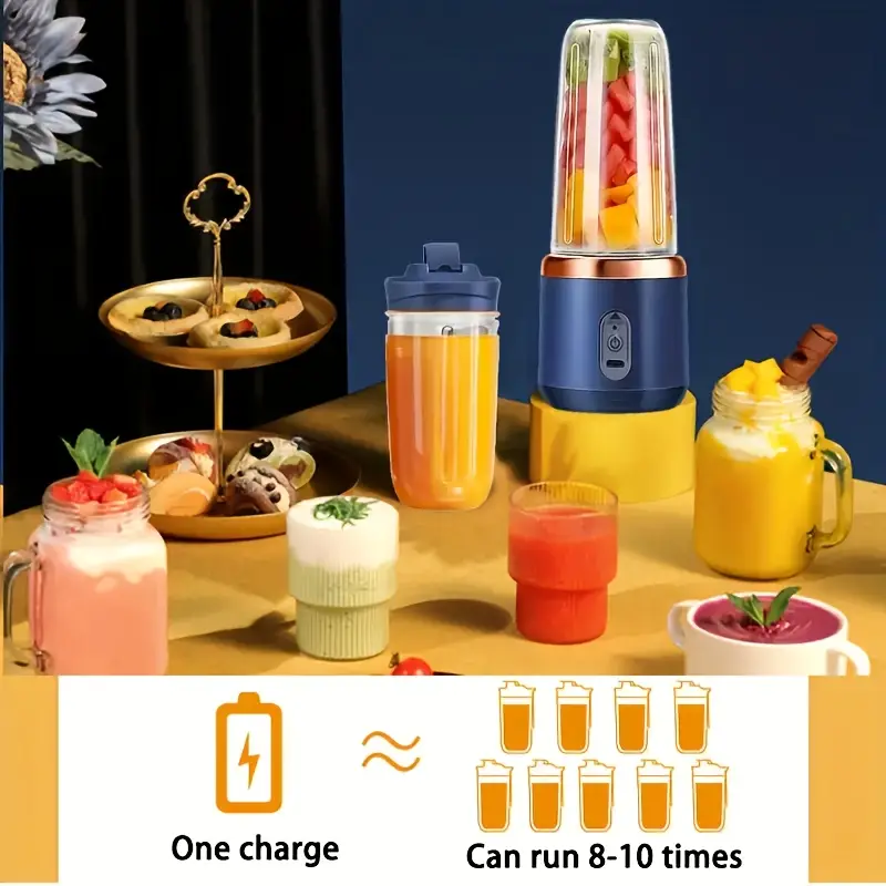 juicer portable usb rechargeable cup with with two removable food grade abs round juicing cups and a cap push button control for on the go juices shakes and more gift giving details 3