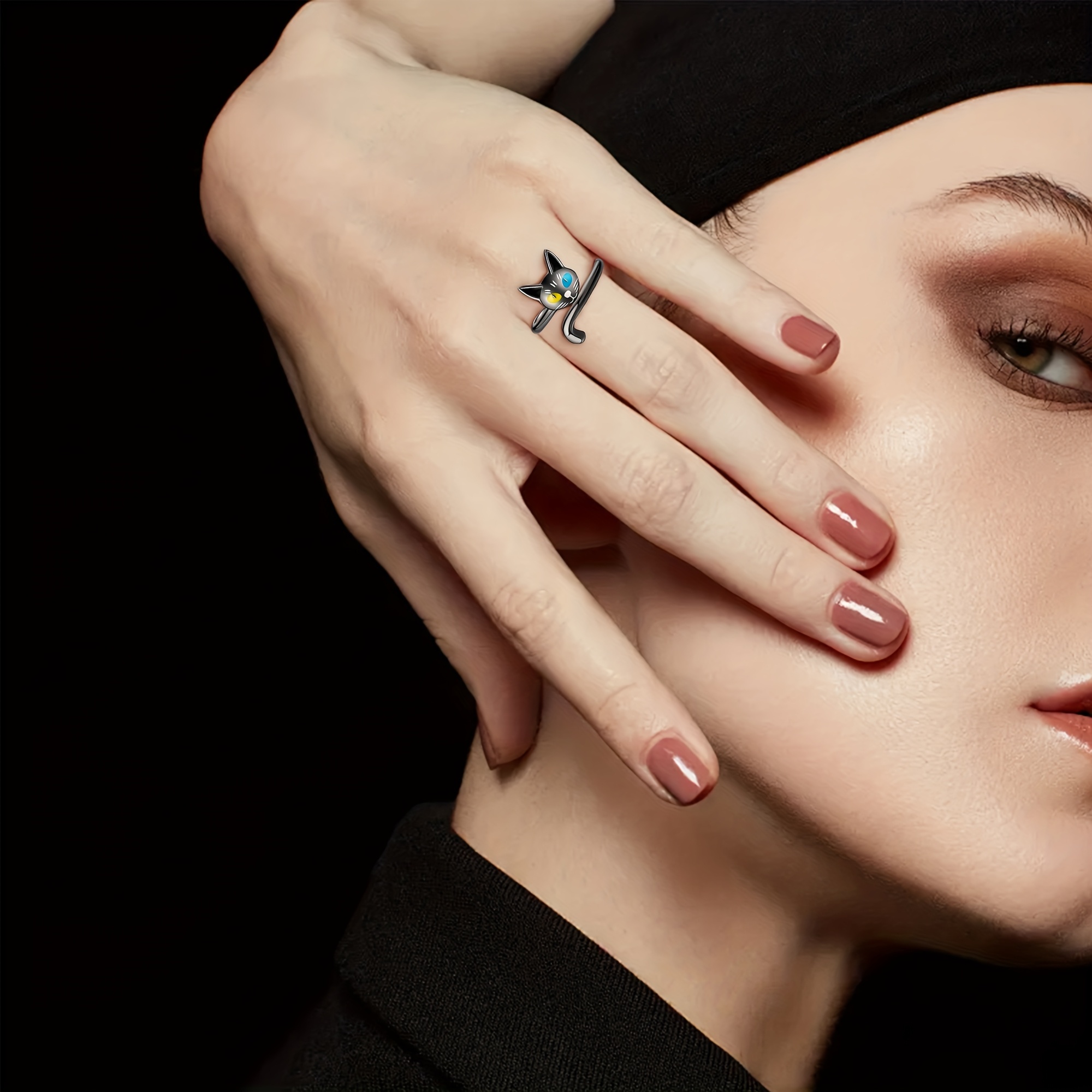 Sterling Silver Cat Open Ring Cat Jewellery For Women
