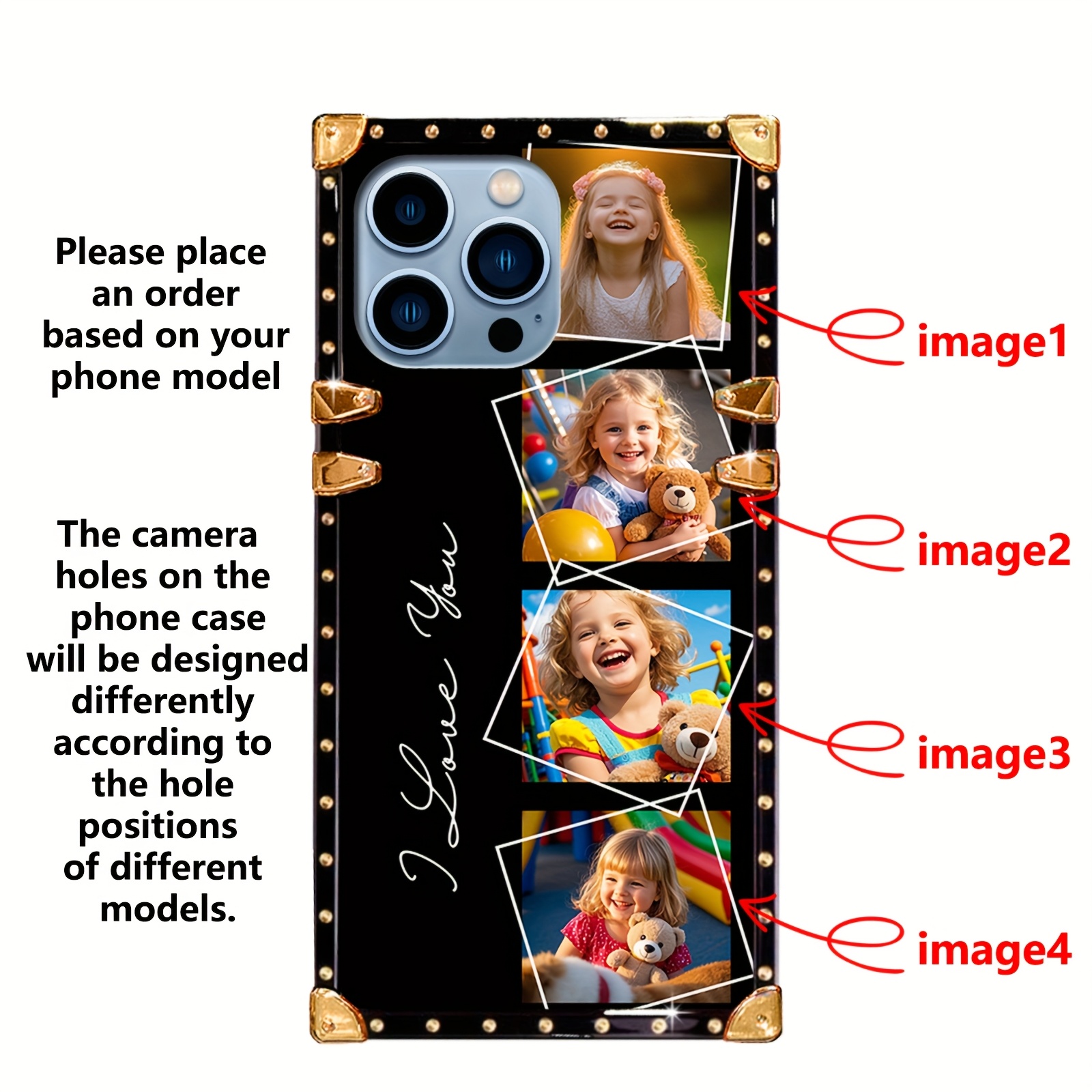TEMU Phone Case - 1pc Custom Picture Photo Name Text Phone Case, Fashion, Trendy Brand, Memorial, Lover, Family, Souvenir, Time, Commemorative Gift