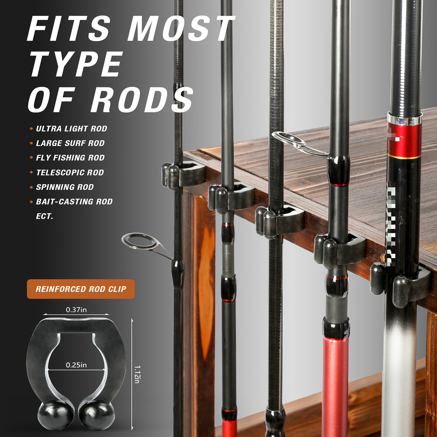 fishing rod holders garage holds 10 rods wood pole - Temu