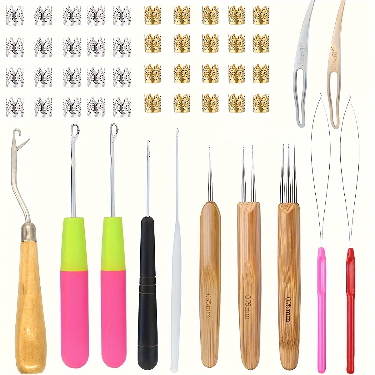 

1set Dreadlocks Tool Set,12pcs Dreadlock Crochet Hook Set,40pcs Dreadlocks Hair Ring,dreadlocks Tool Set Crochet Hooks For Crochet Braids Hair Decoration Accessories