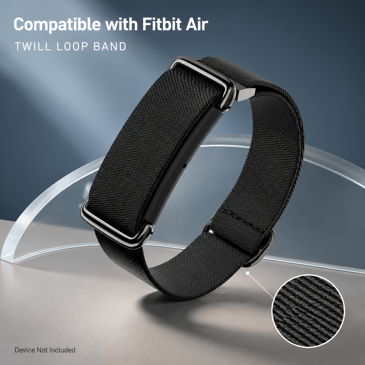 TEMU 1pc Adjustable Twill Woven Loop Band Compatible With Fitbit Air, Soft Breathable Nylon Replacement Wrist Strap With Metal Buckle, Lightweight