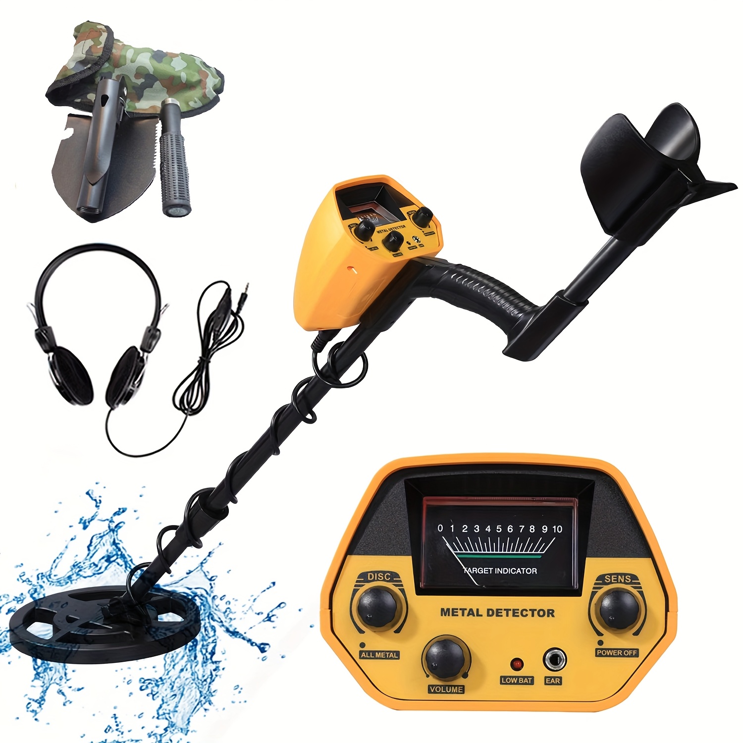professional underground metal detector with 7 adjustable stem high   coil all metal discrimination   for golden  s jewelry detection portable lightweight design headphone jack battery powered non rechargeable for outdoor       easytoread display sturdy build search coil adventure  