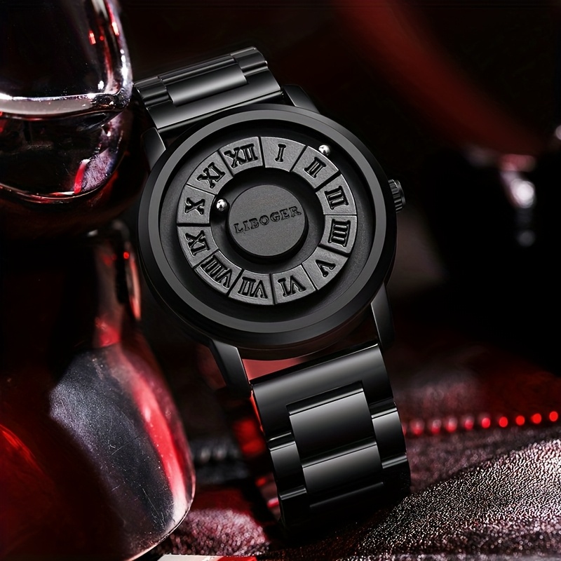 Vintage Business Men Watch Magnetic Steel Ball Hand No Mirror Touch to Read Time New Design Stainless Steel Strap Quartz Wristwatch for Male
