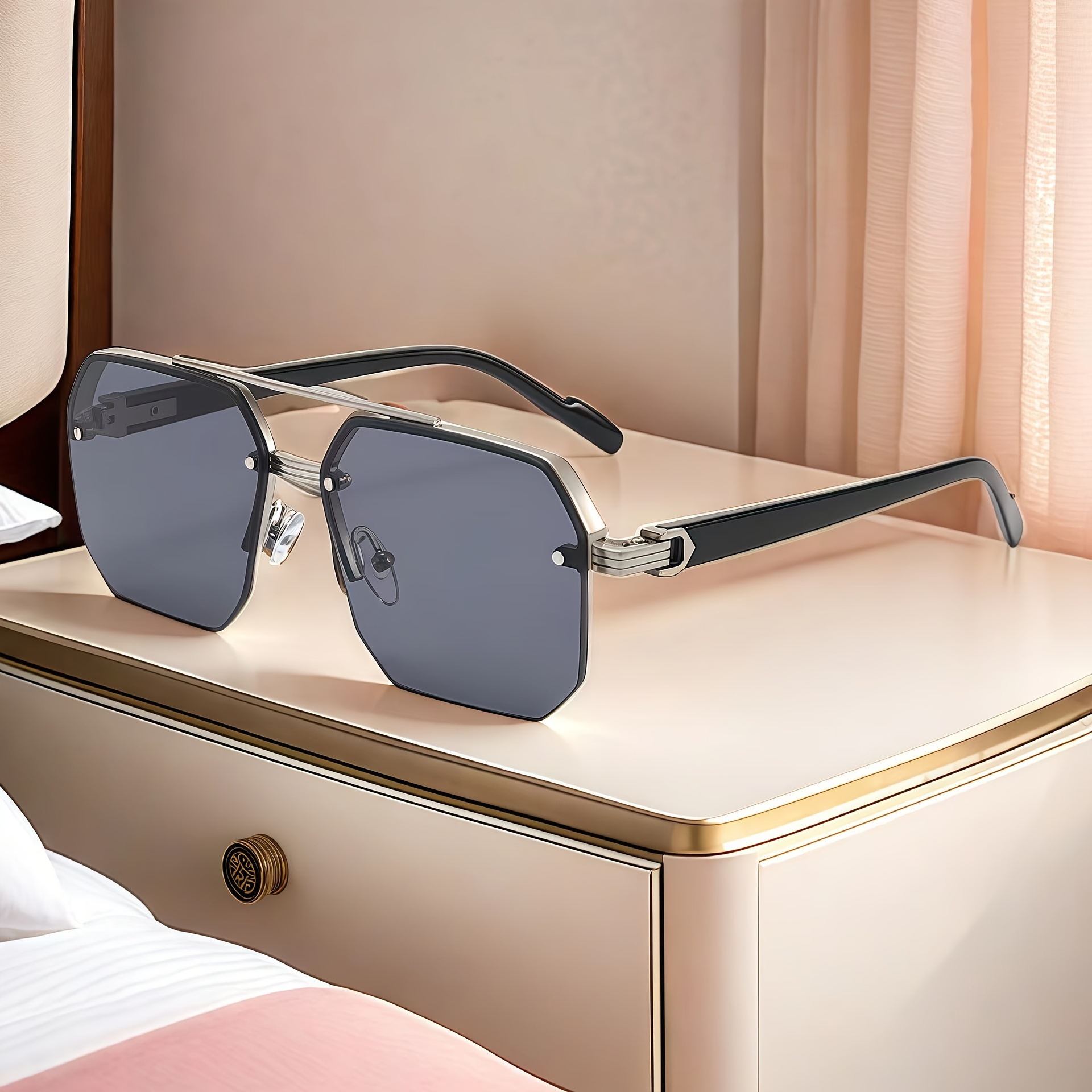 

1pc, Half-frame Cut Fashionglasses, Unisex Frame Fashionglasses,