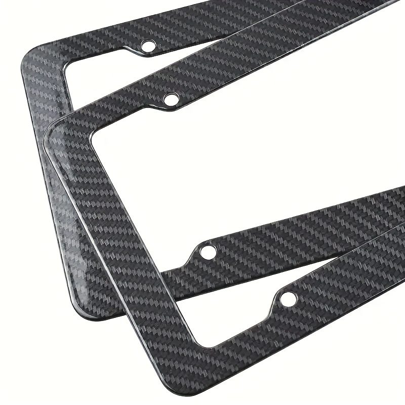 TEMU 2pcs Carbon Fiber Texture License Plate Frame, Decorative Use Only, Universal Car License Plate Holder, Stylish And Elegant, Essential Accessory