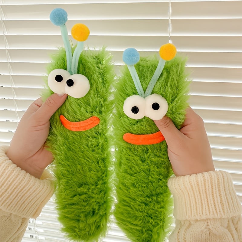 TEMU Couleur Aléatoire 1/2/4 Paires de Chaussettes d'Hiver en Peluche, Chaussettes de Nuit Amusantes à Dessin , Chaussettes pour , Chaussettes